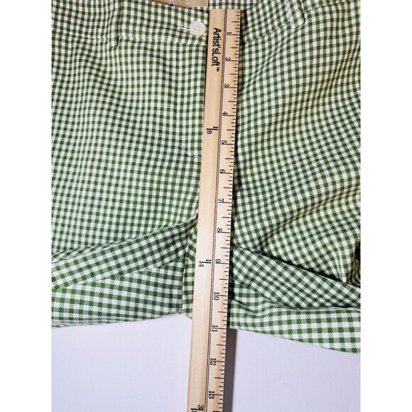 Michael Kors Green White Gingham Check Straight Leg Ankle Pants ITALY Women's 6 - Picture 7 of 8